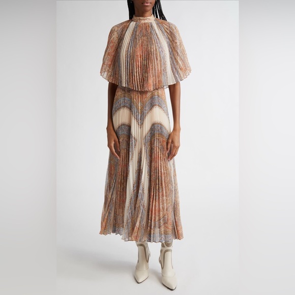 NWT Zimmermann Illustration Sunray Pleated Midi Dress in Paisley Haze 0P US2P - Picture 5 of 17